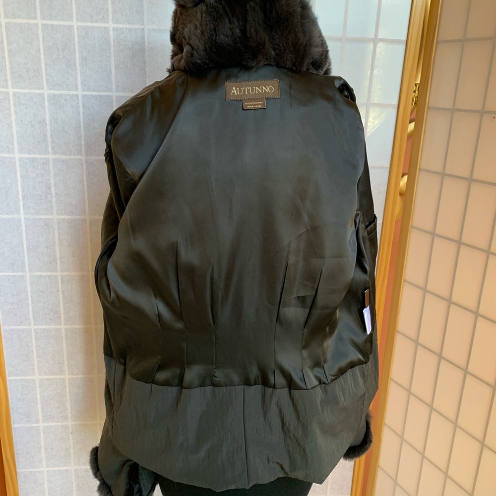 Autunno Jacket Coat with Rex Fur Trim Size M - Picture 6 of 8